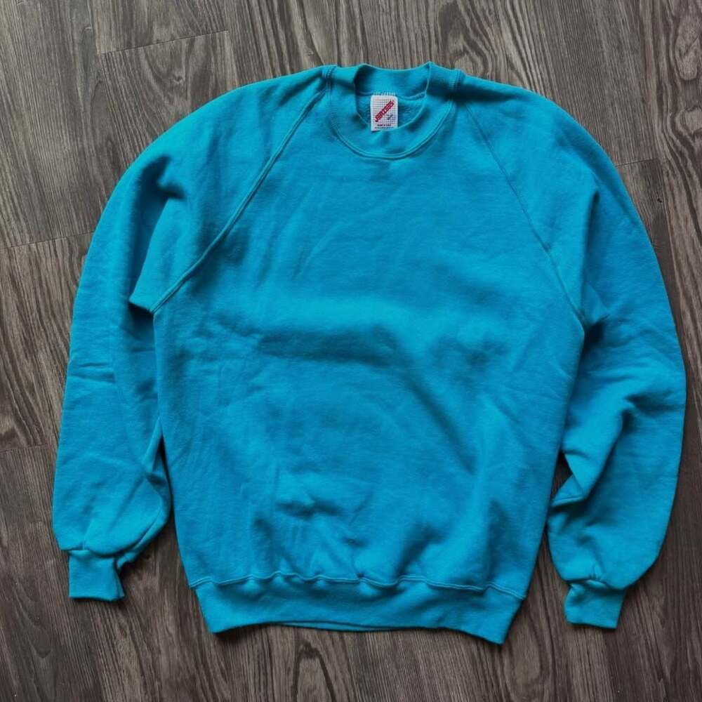 Vintage 90s Jerzees Blank Crewneck Teal Blue